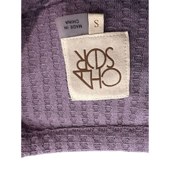 Chaser Womens‎ Purple Waffle Knit Long Sleeve Thermal Top Size Small Pullover - Picture 3 of 6